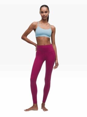 Lululemon High-Rise Deep Fuchsia Pink Luon Workout Leggings Size 8